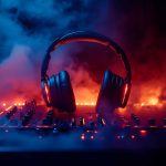 headphones-dj-mixer-with-red-blue-smoke_11zon